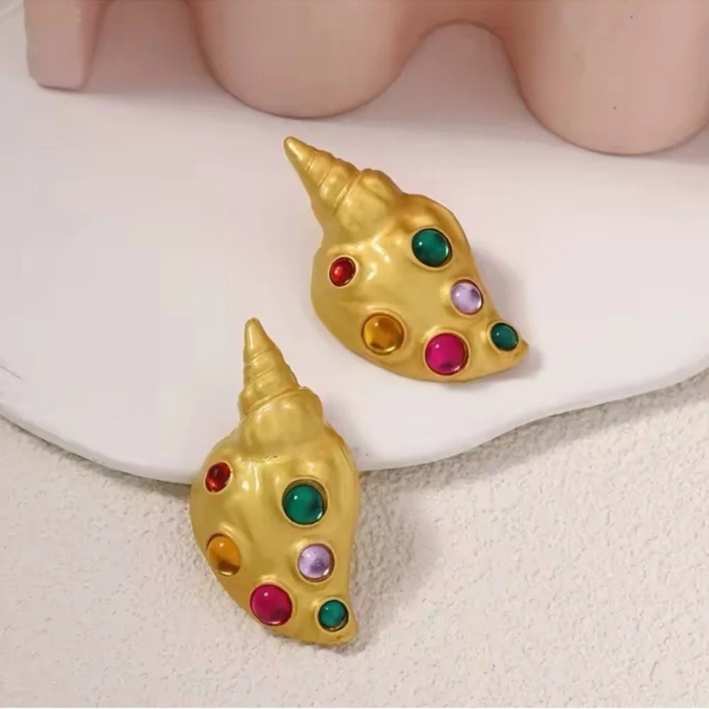 Zara Gold Colorful Shell Earrings - Picture 12 of 14